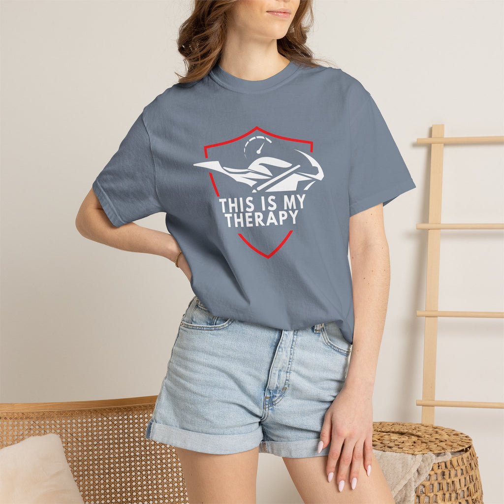Non UK Sales Motorbike t-shirt  (This is my therapy)  WR/B