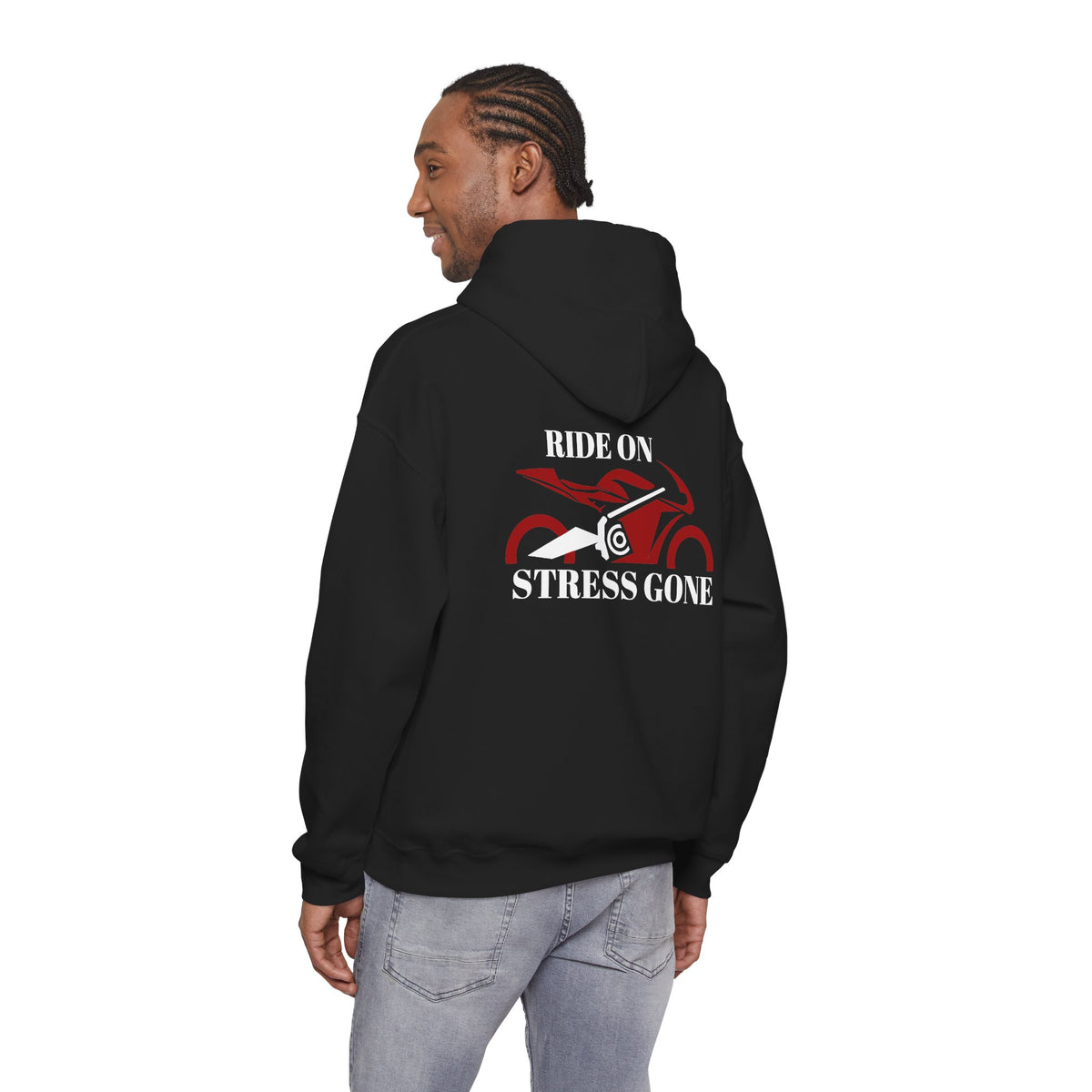 Unisex Heavy Blend™ Hooded Sweatshirt (Ride on, Stress gone)