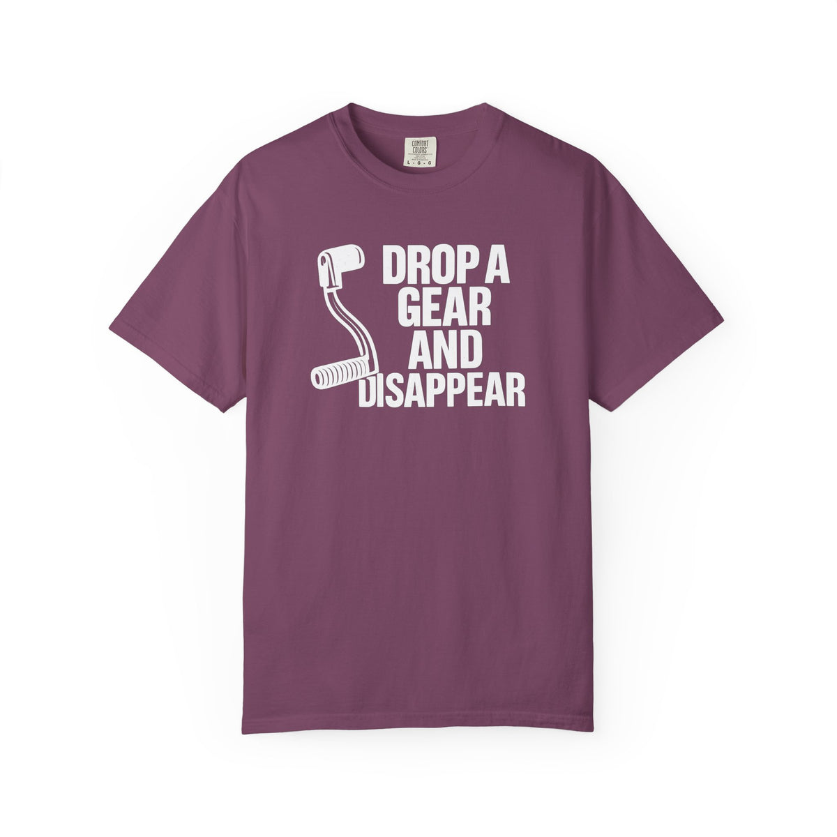 Non UK Sales Motorbike t-shirt  (Drop a gear and disappear) Words W/B