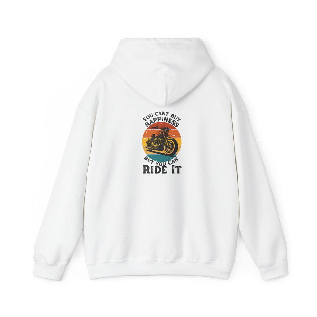 Non UK Sales Hooded Sweatshirt (You cant buy happiness, But you can ride it) B/W