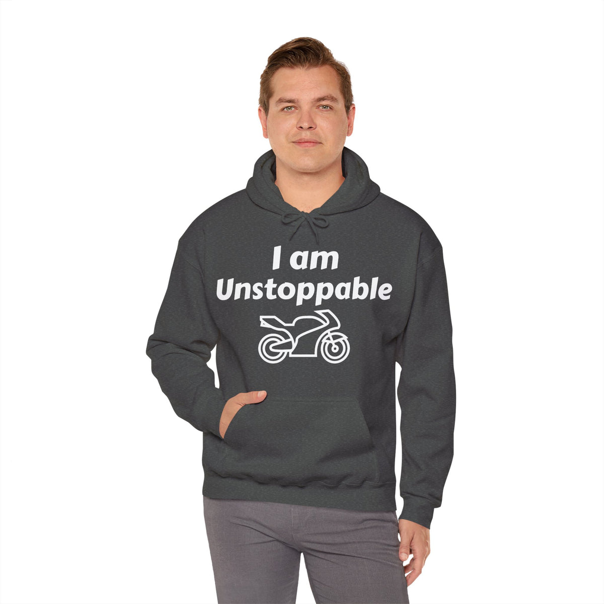 UK Motorcycle Hoodie — I Am Unstoppable / No, Wait Unstable Funny Biker Pullover