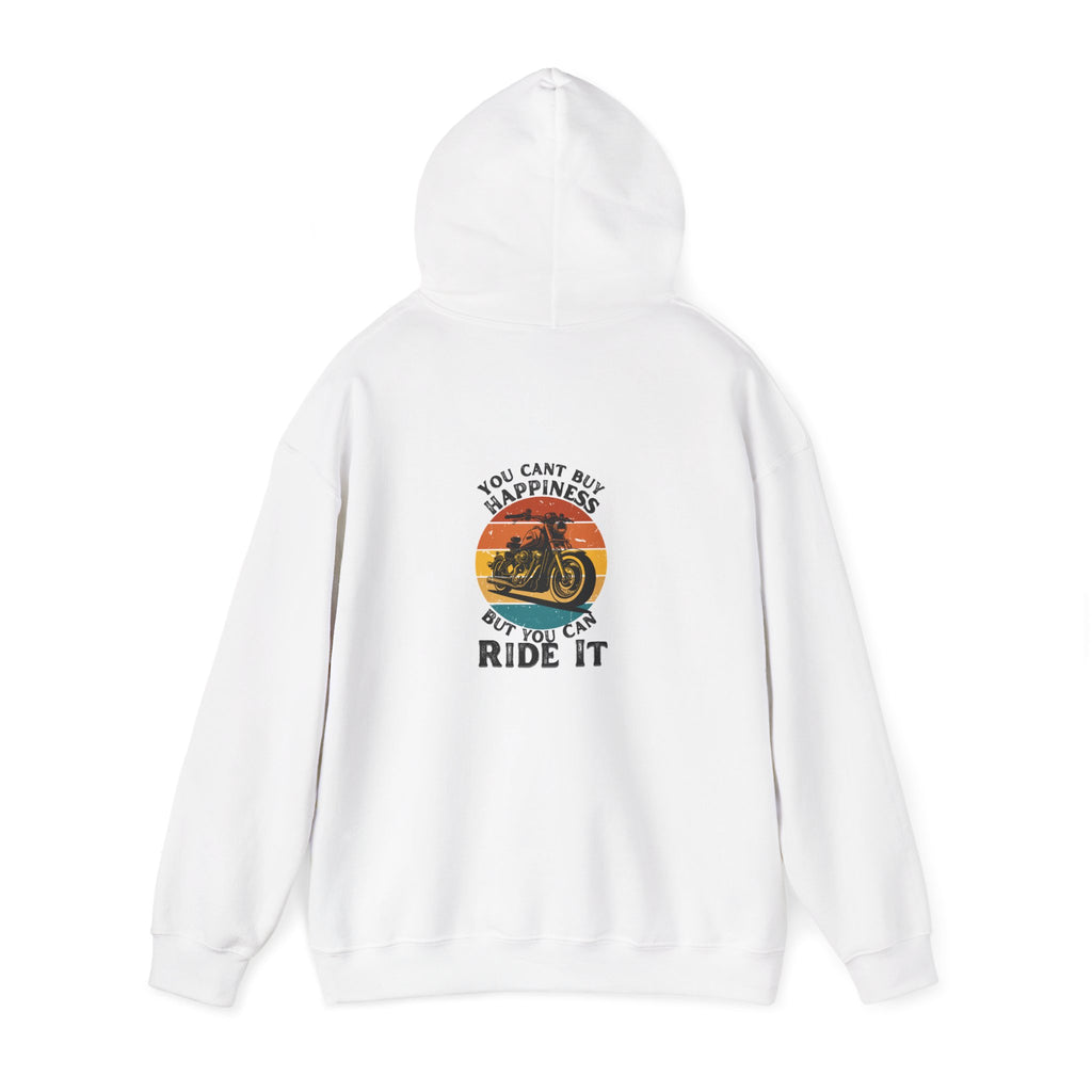 Non UK Sales Hooded Sweatshirt (You cant buy happiness, But you can ride it) B/W