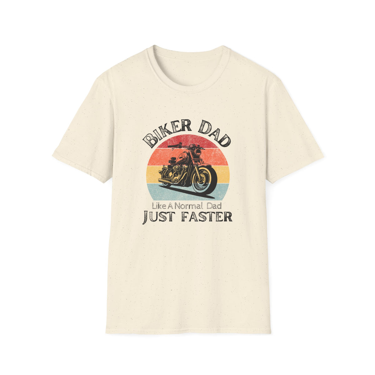 Motorbike T-shirt with 'Biker dad, Like a normal dad, Just faster'