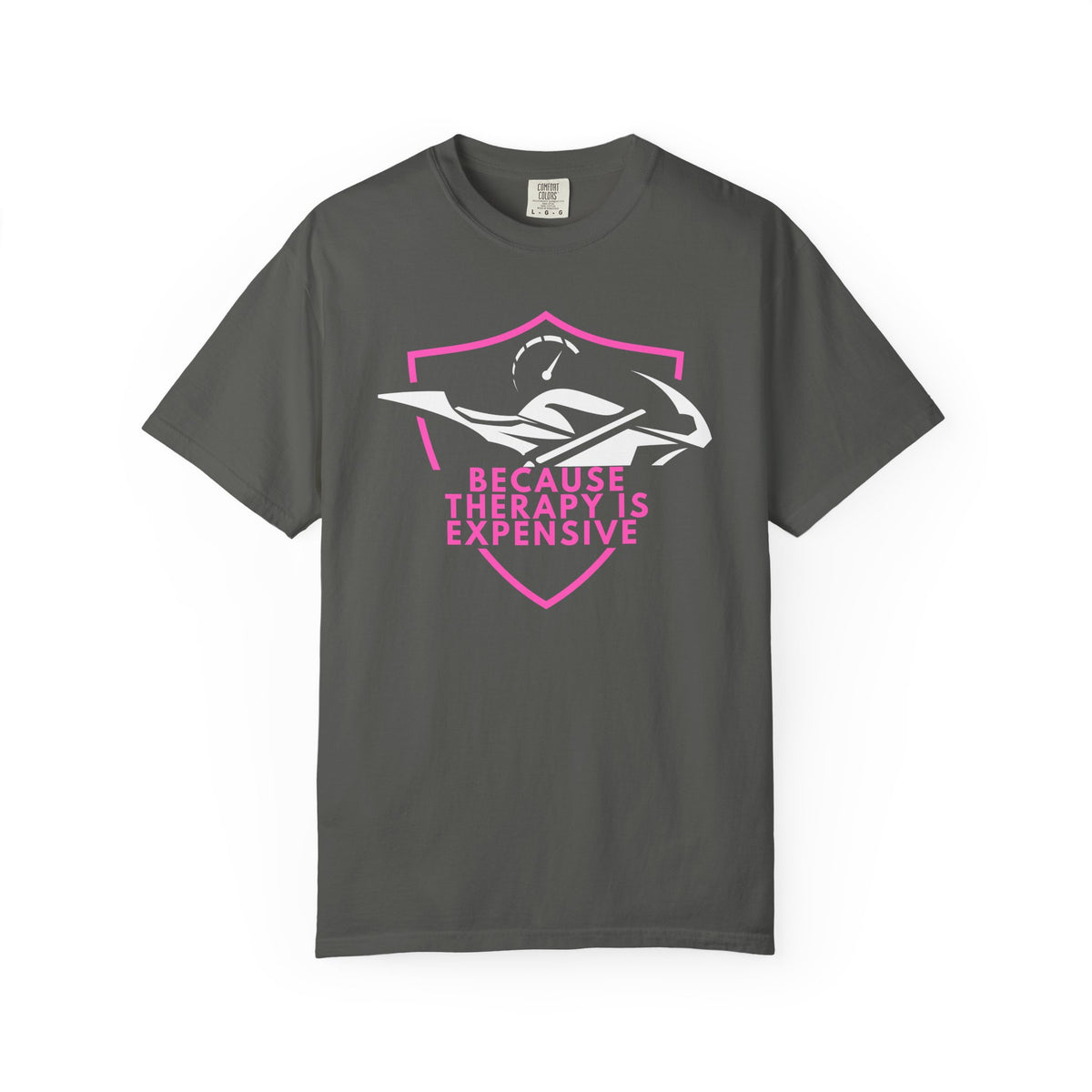 Non UK Sales Motorbike t-shirt  (Because Therapy is expensive) P/B