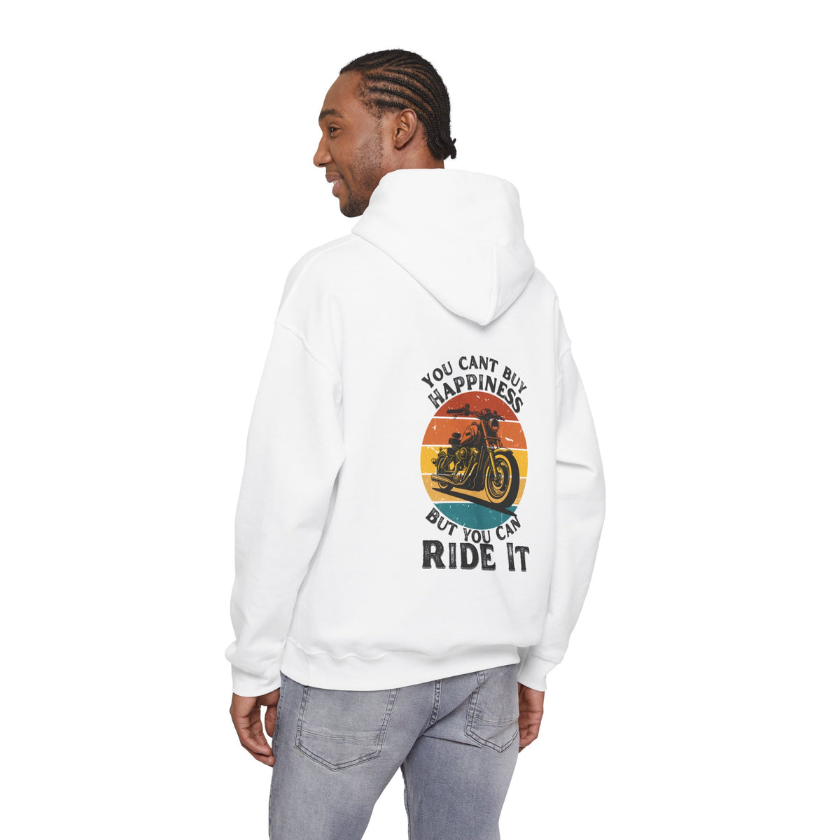 Unisex Heavy Blend™ Hooded Sweatshirt (You Cant Buy Happiness But You Can Ride It) 2 Back