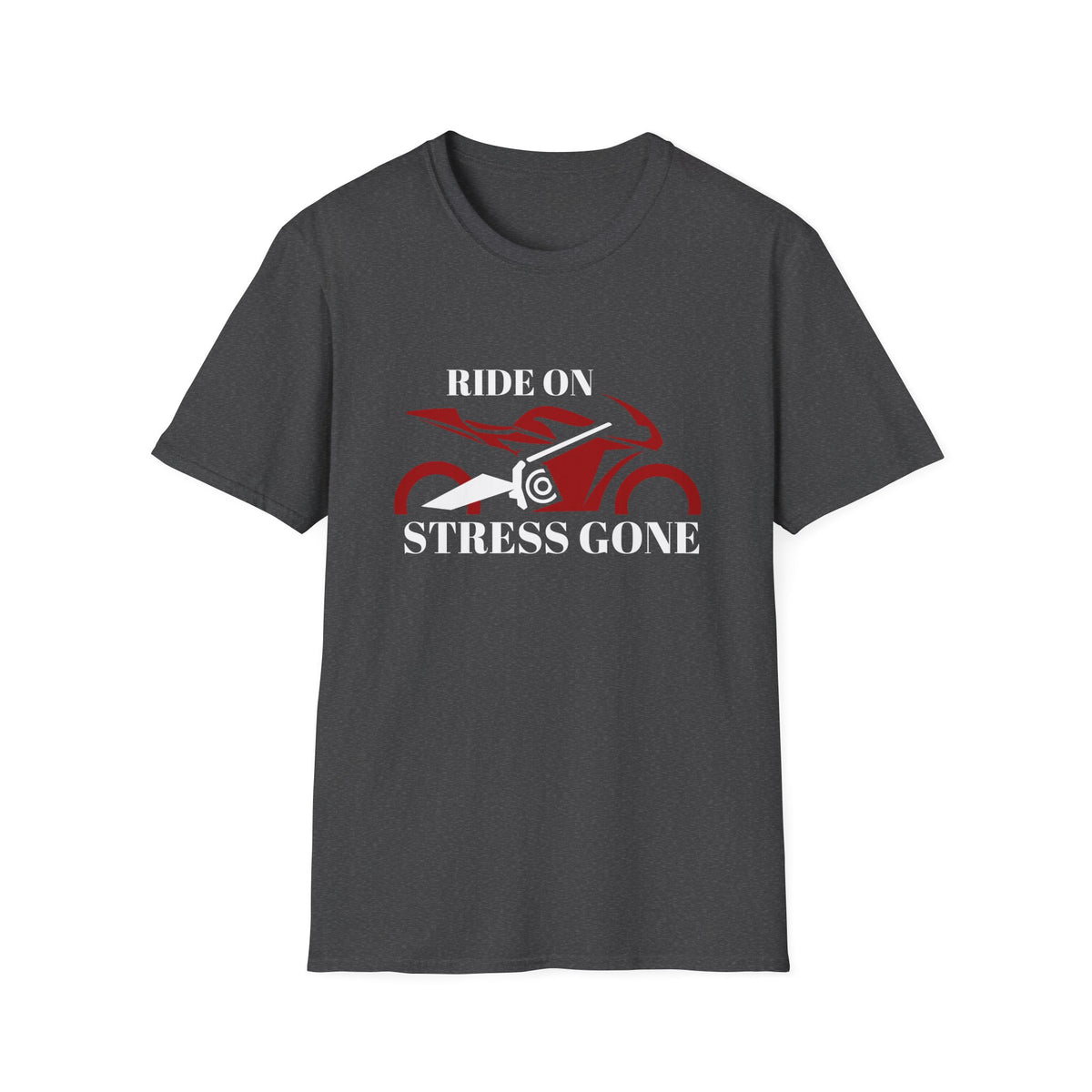 Motorbike T-shirt with 'Ride On, Stress Gone'