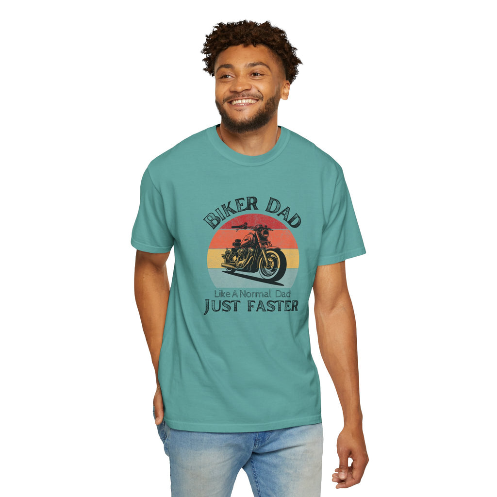 Non UK Sales Motorbike t-shirt  (Biker Dad, Like a normal Dad, Just faster) B/W