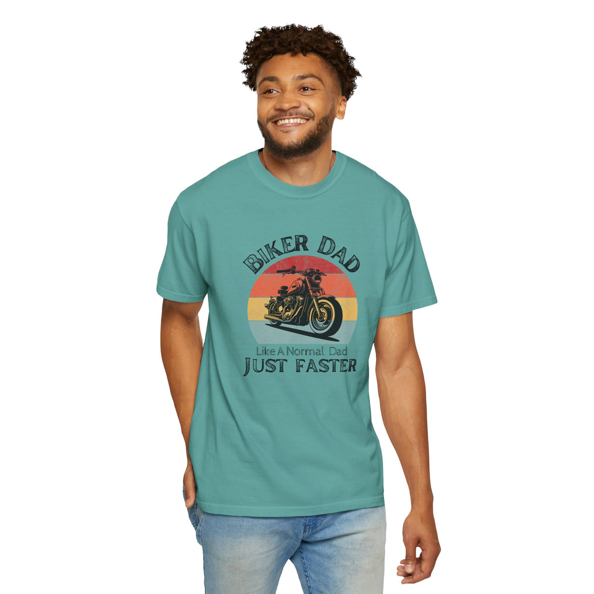 Non UK Sales Motorbike t-shirt  (Biker Dad, Like a normal Dad, Just faster) B/W