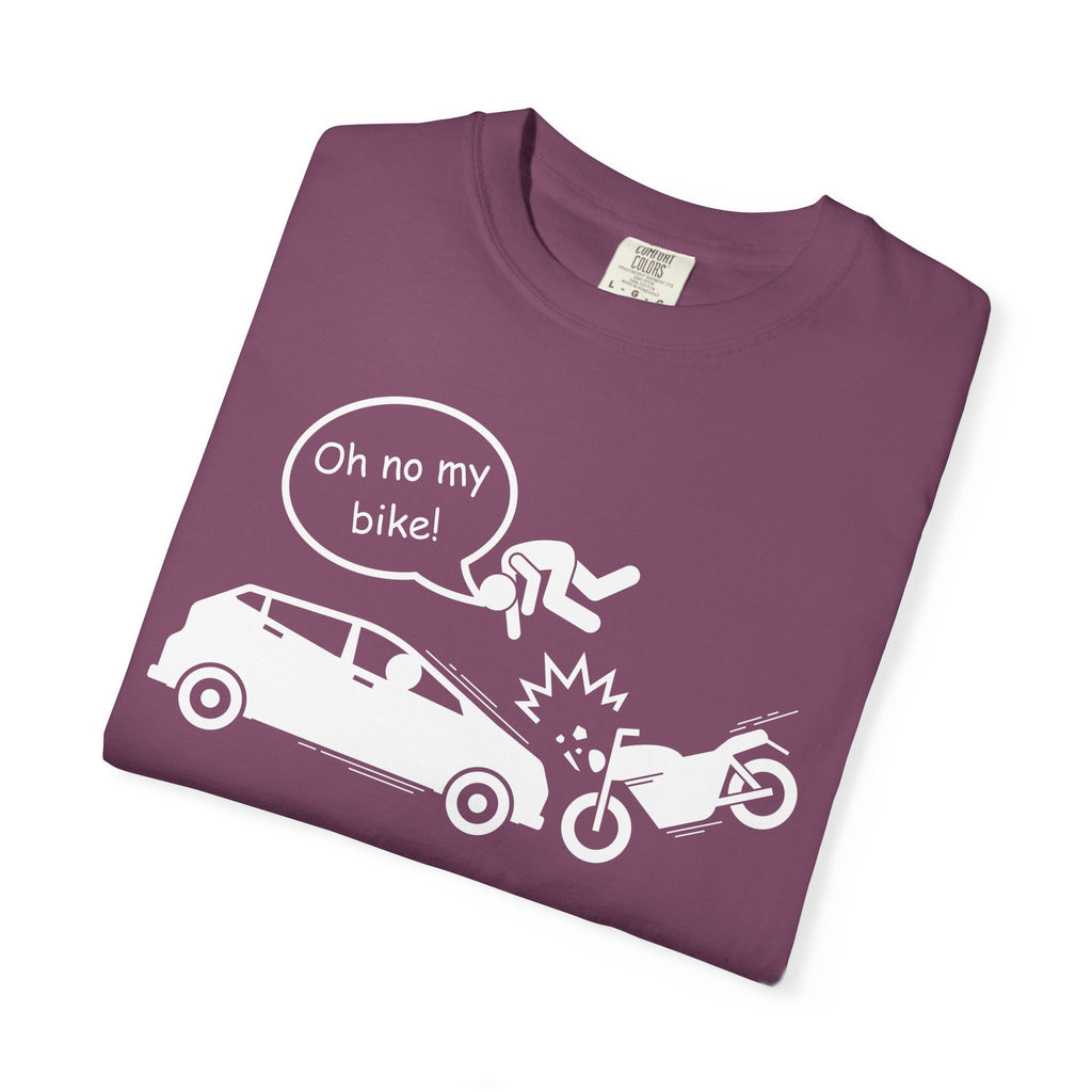 Non UK Sales Motorbike t-shirt (Oh no my bike) Car W/B