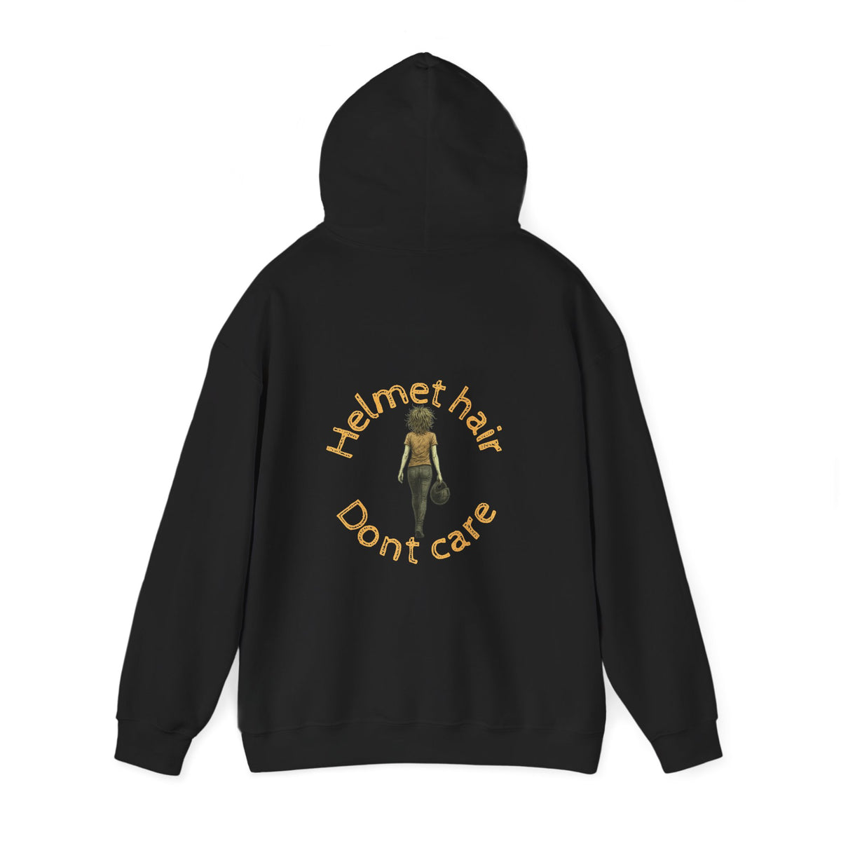Unisex Heavy Blend™ Hooded Sweatshirt (Helmet Hair, Dont Care) 2 Back