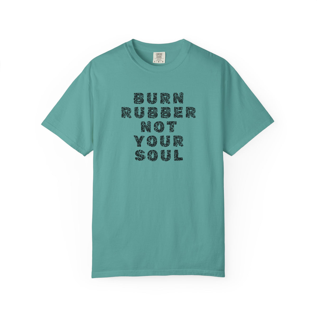 Non UK Sales Motorbike t-shirt  (Burn rubber, Not your soul) Words B/W