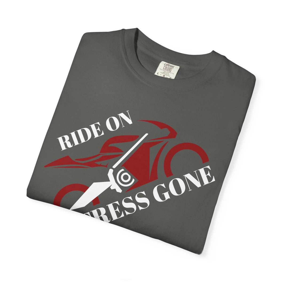 Non UK Sales Motorbike t-shirt  (Ride on, Stress gone)  R/BA