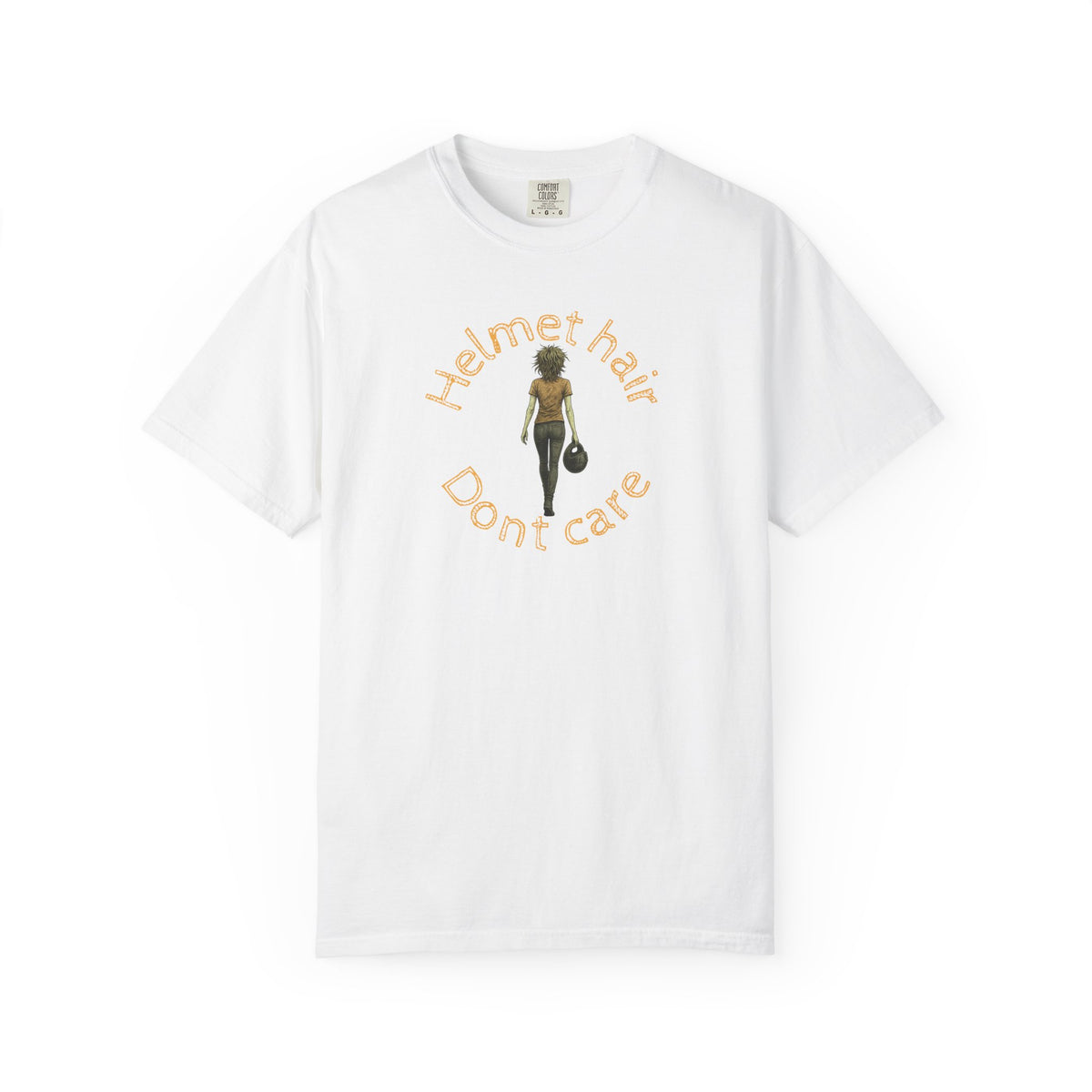 Non UK Sales Motorbike t-shirt  (Helmet hair, Dont care) Y/B