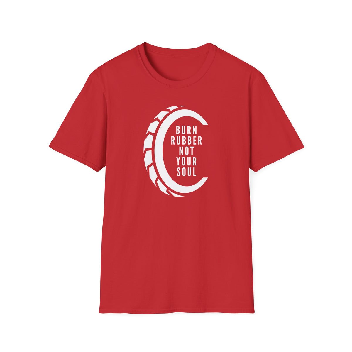 Motorbike T-shirt with 'Burn Rubber, Not your Soul' (4)