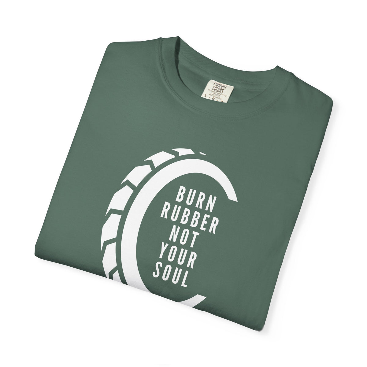 Non UK Sales Motorbike t-shirt  (Burn rubber, Not your soul) Words W/B