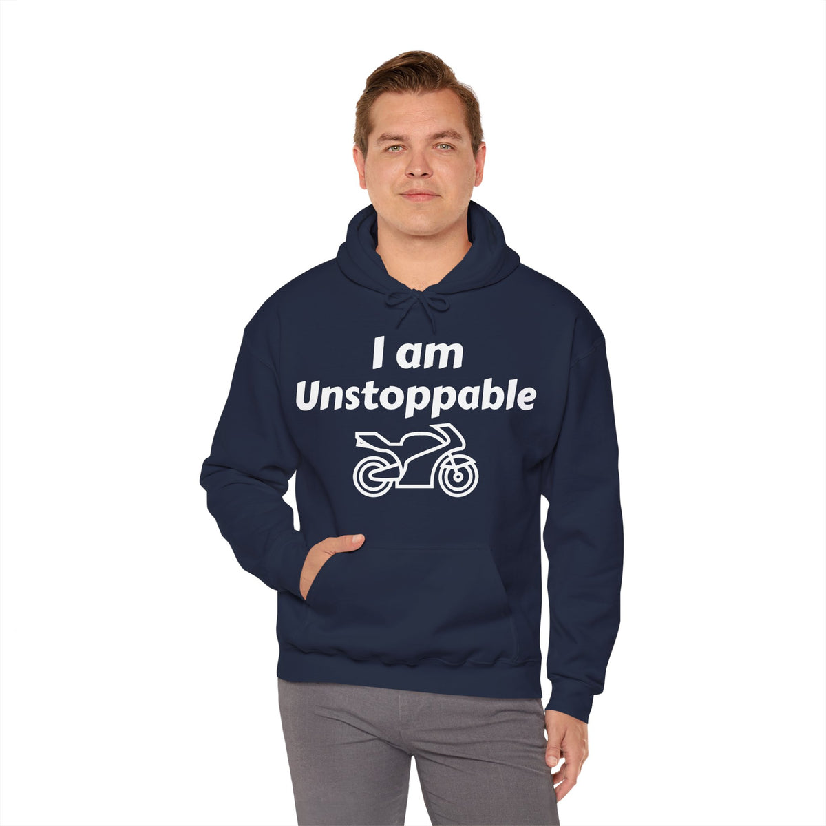 UK Motorcycle Hoodie — I Am Unstoppable / No, Wait Unstable Funny Biker Pullover