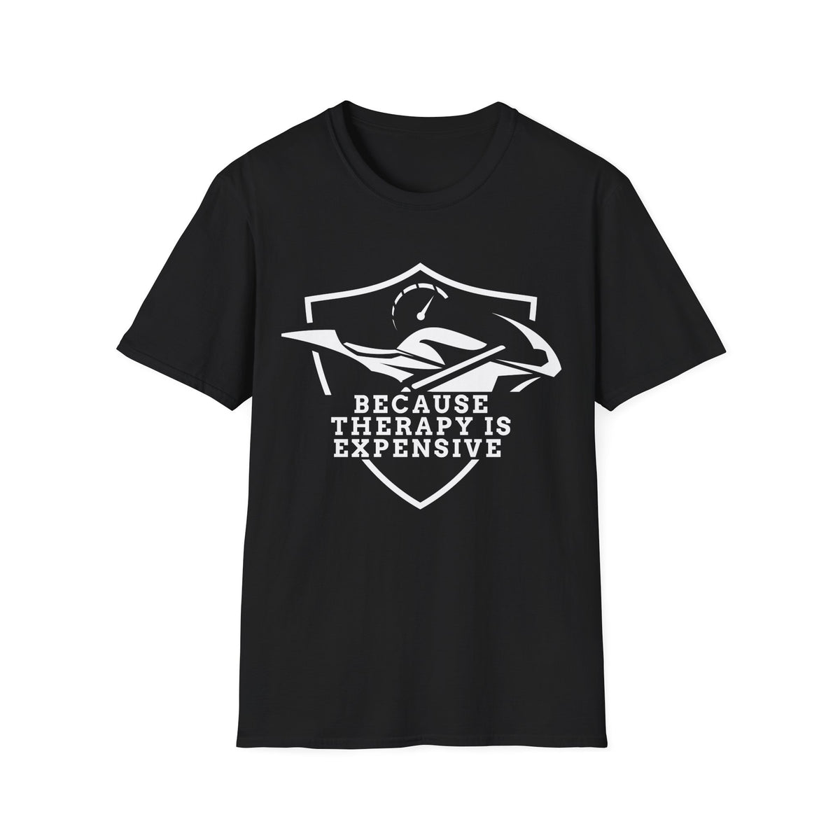 Motorbike T-shirt with 'Because Therapy is Expensive' (1)