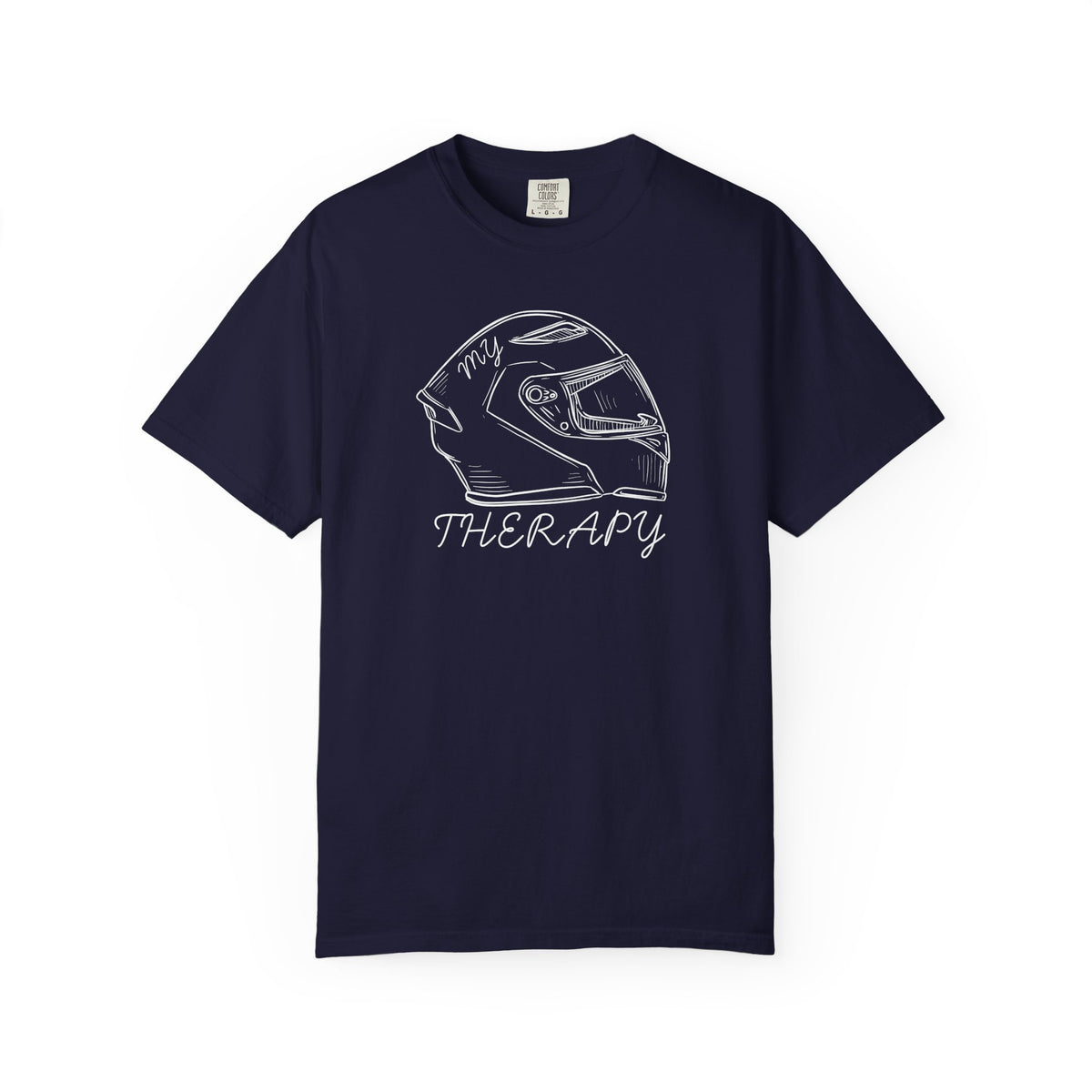 Non UK Sales Motorbike t-shirt  (My therapy)  Helmet W/B