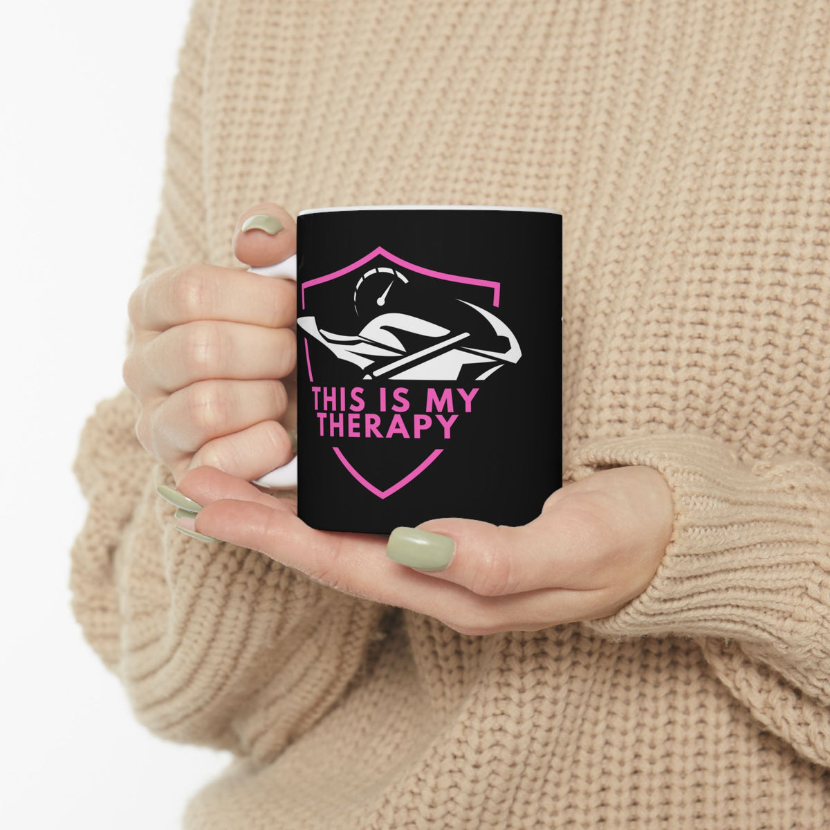 Non UK Sales 11oz And 15oz White Mug With (This is my therapy) pink