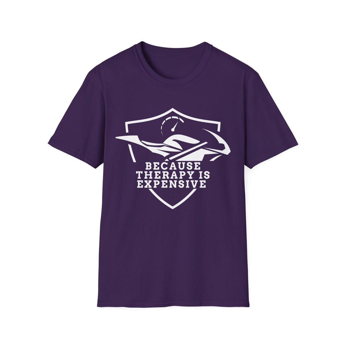 Motorbike T-shirt with 'Because Therapy is Expensive' (1)