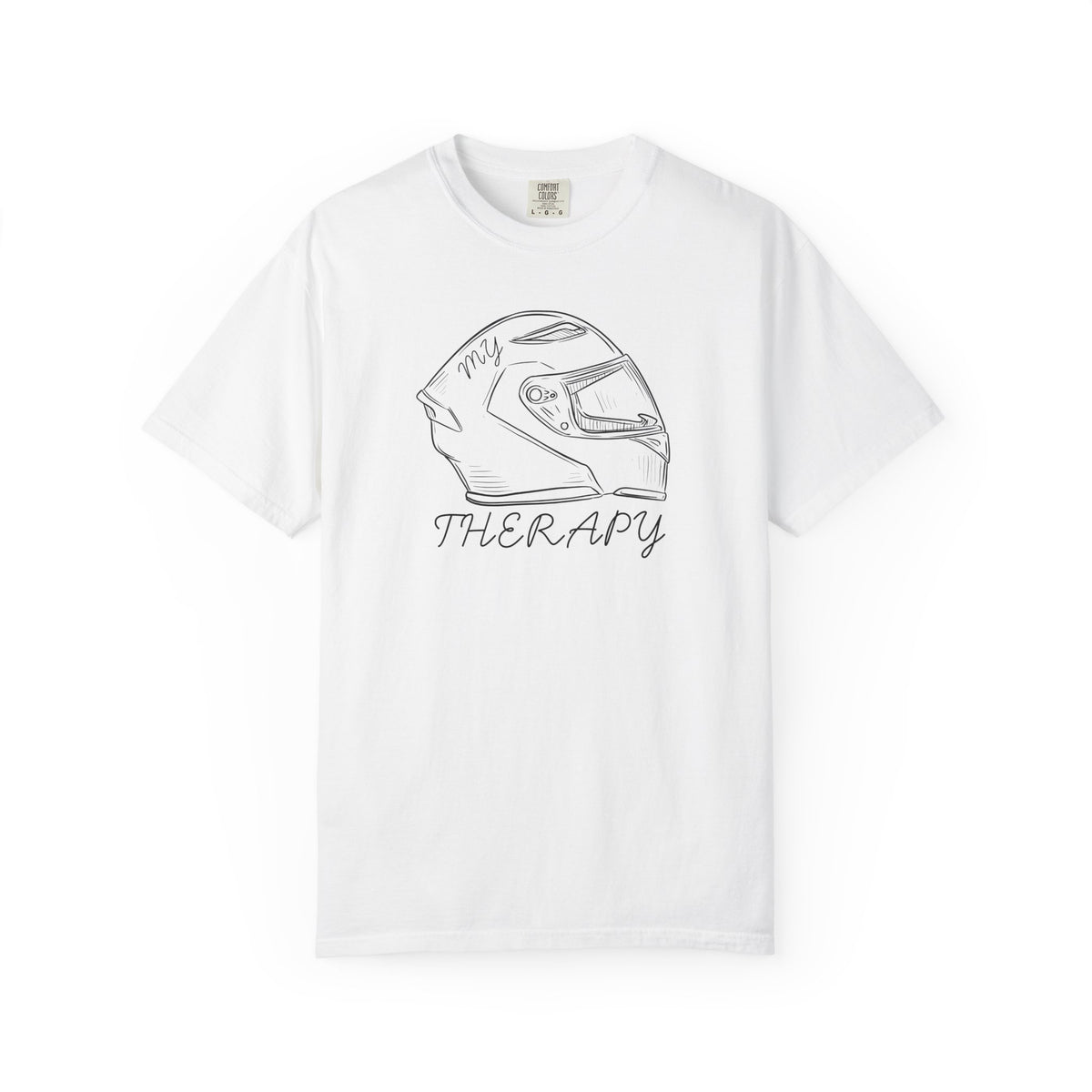 Non UK Sales Motorbike t-shirt  (My therapy)  Helmet B/W