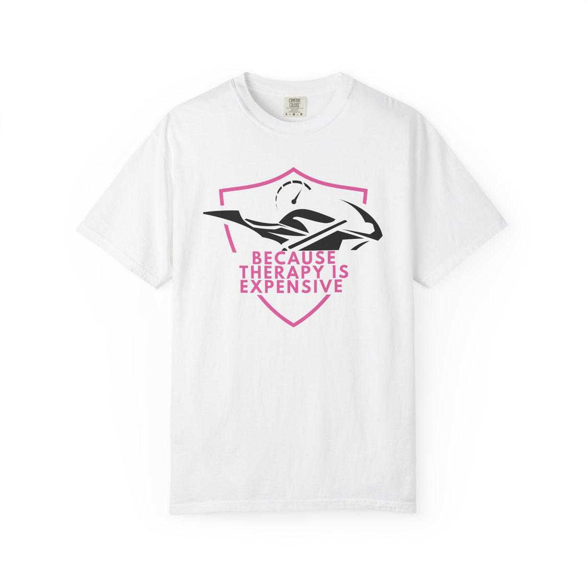 Non UK Sales Motorbike t-shirt  (Because Therapy is expensive) P/W