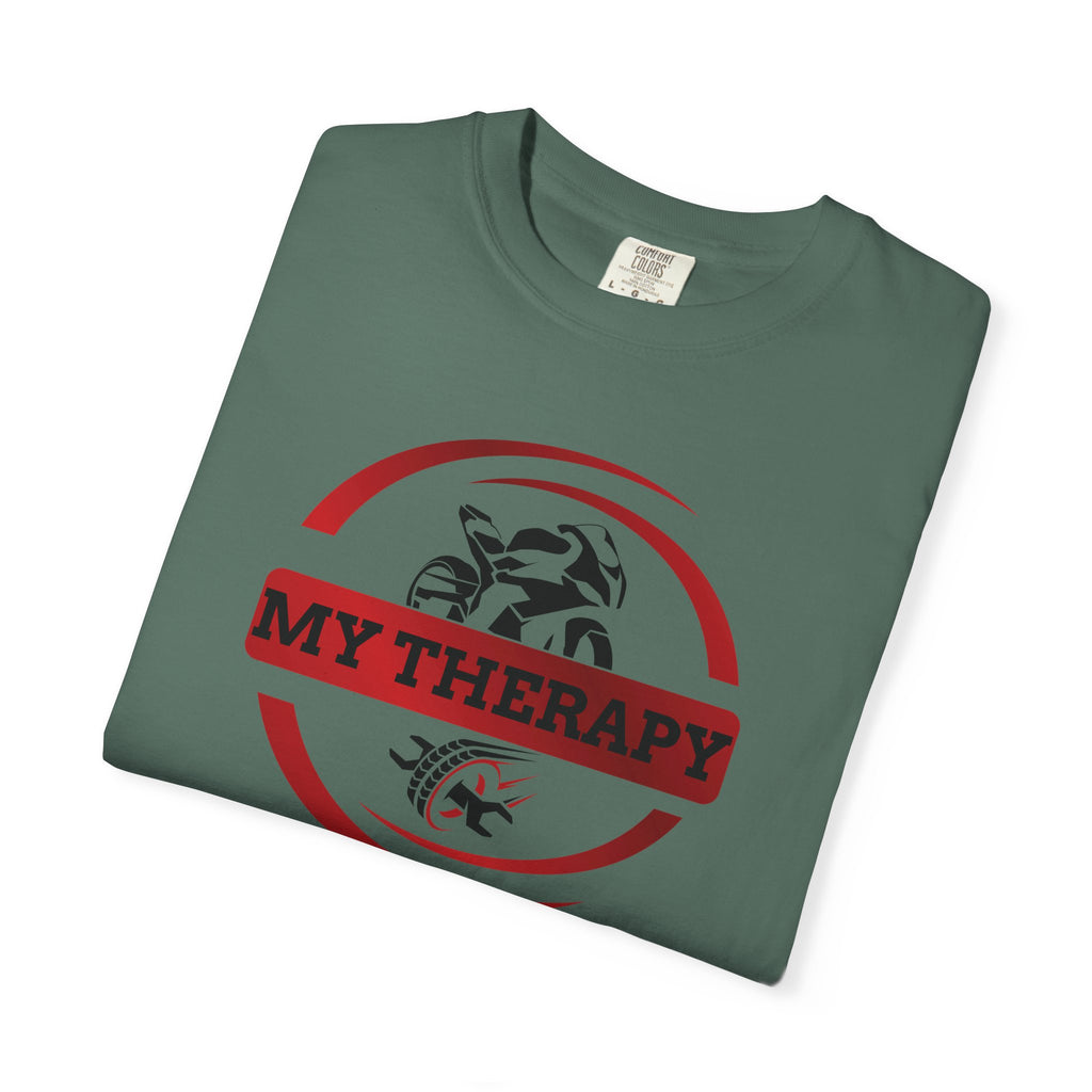 Non UK Sales Motorbike t-shirt  (My therapy) Swirl R/W
