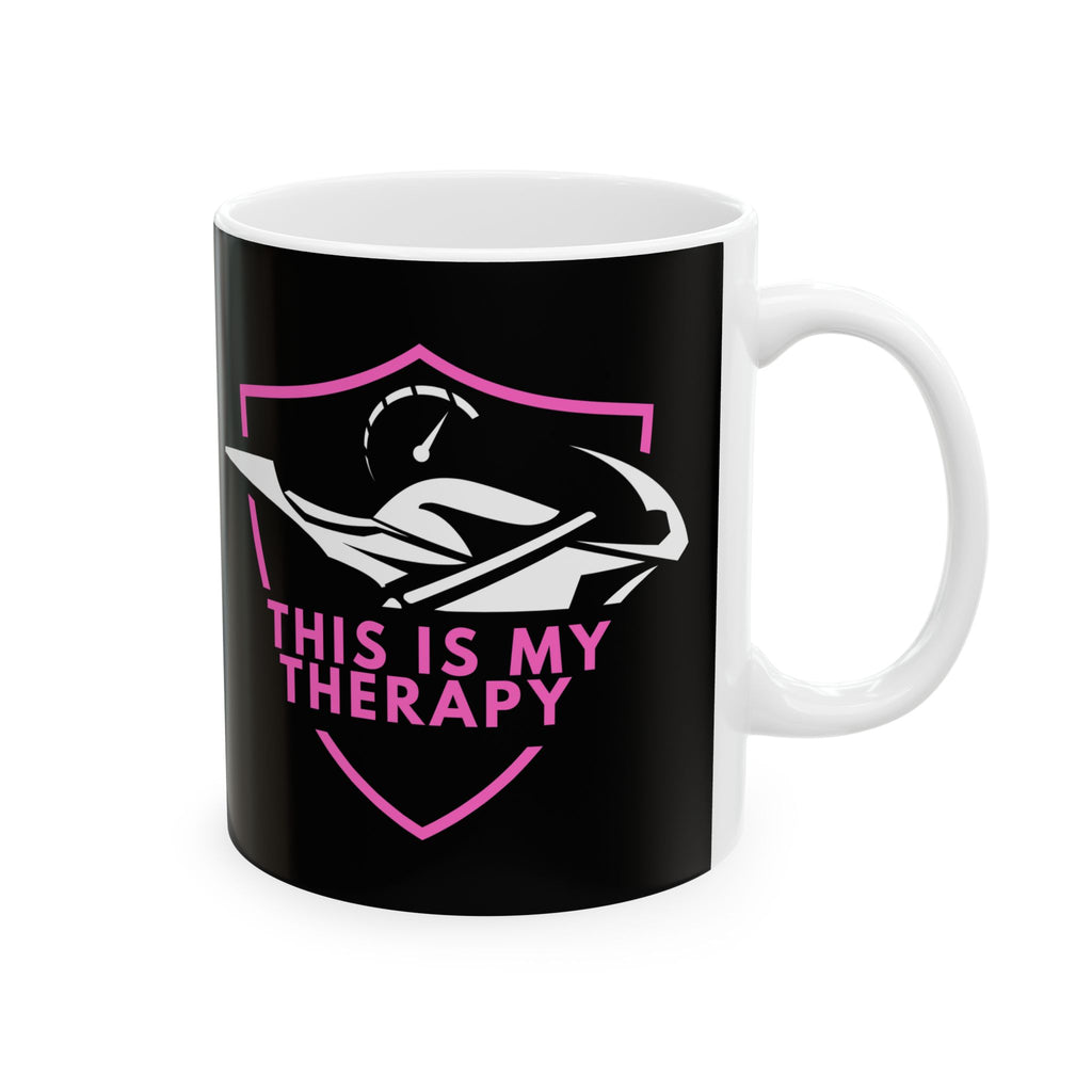 Non UK Sales 11oz And 15oz White Mug With (This is my therapy) pink