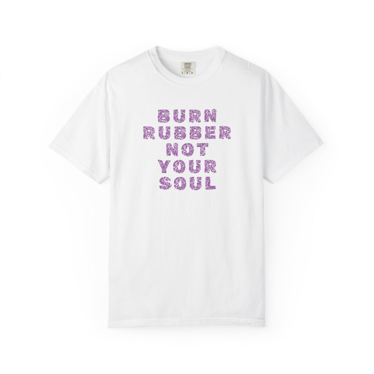 Non UK Sales Motorbike t-shirt  (Burn rubber, Not your soul) Words P/W