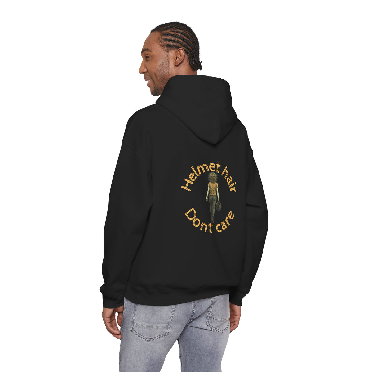 Unisex Heavy Blend™ Hooded Sweatshirt (Helmet Hair, Dont Care) 2 Back