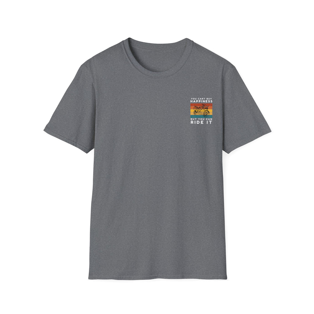 Motorbike T-shirt with You Cant Buy Happiness, But You Can Ride It' (2) (Small Logo)