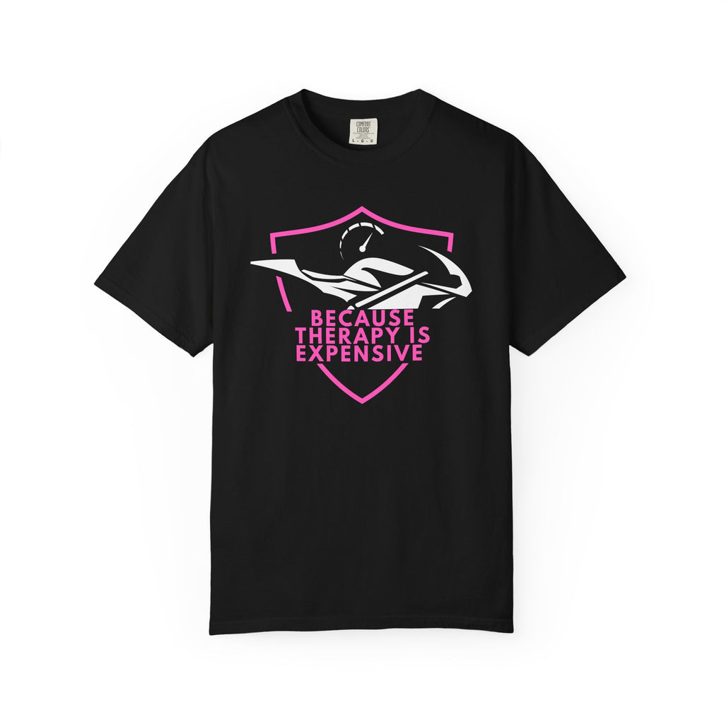 Non UK Sales Motorbike t-shirt  (Because Therapy is expensive) P/B