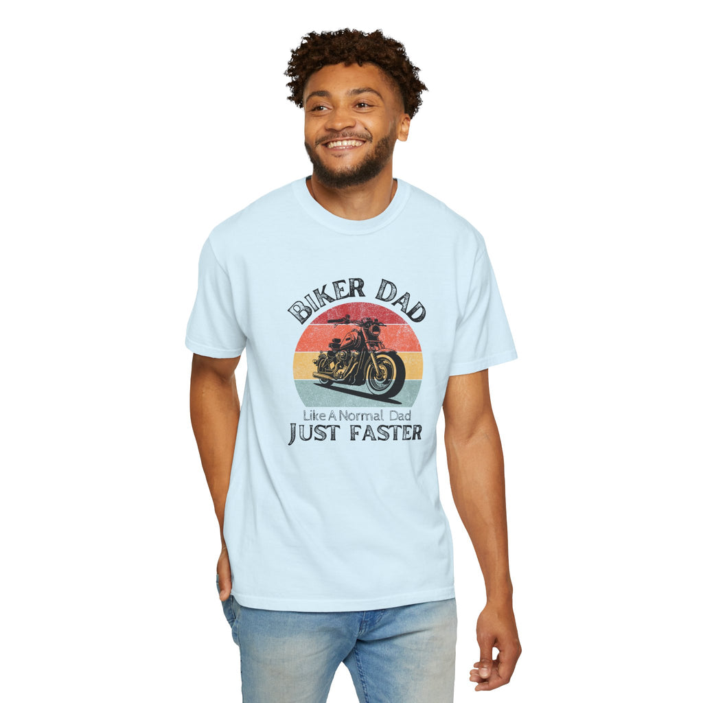 Non UK Sales Motorbike t-shirt  (Biker Dad, Like a normal Dad, Just faster) B/W
