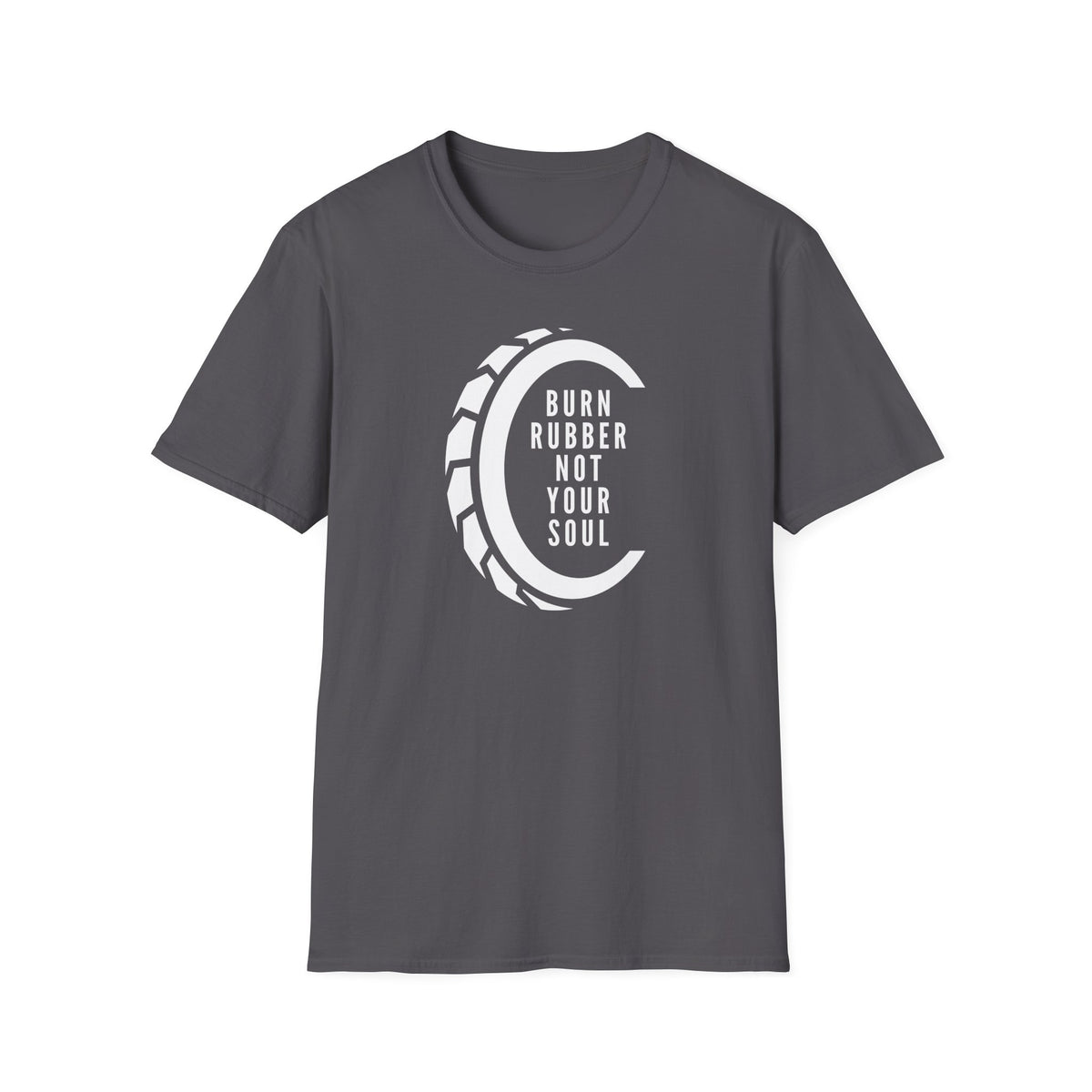 Motorbike T-shirt with 'Burn Rubber, Not your Soul' (4)