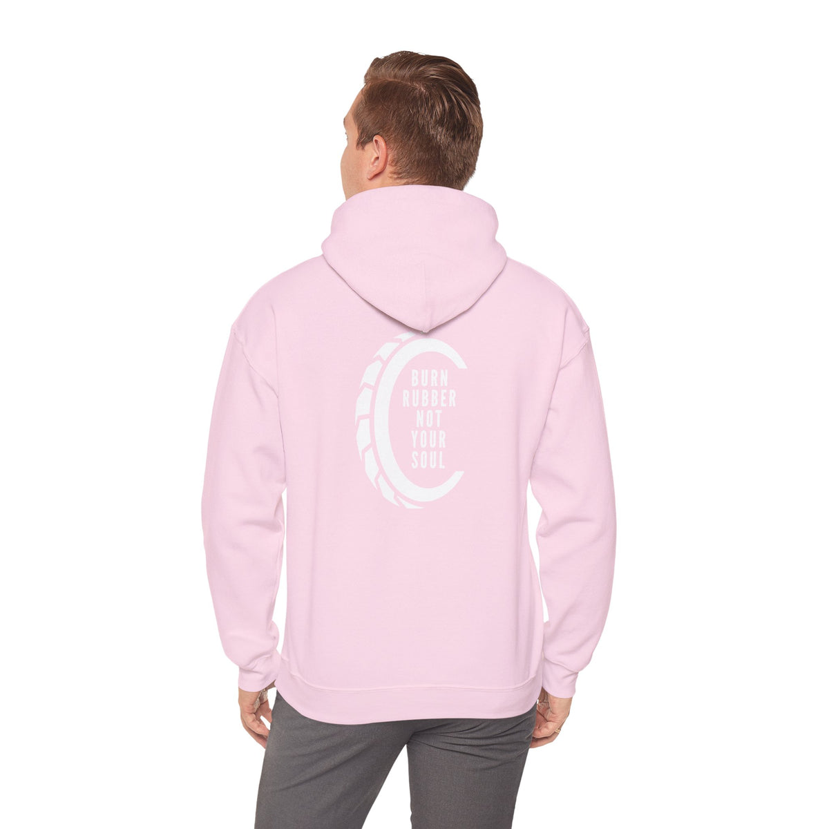 Non UK Sales Hooded Sweatshirt (Burn rubber, Not your soul) W/B