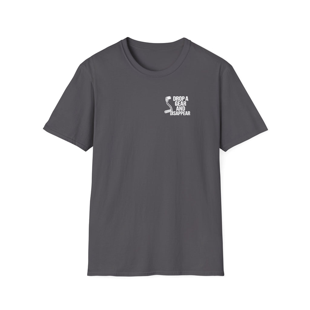 Motorbike T-shirt with 'Drop a gear and disappear' Small Logo