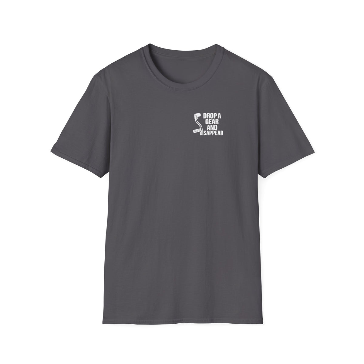 Motorbike T-shirt with 'Drop a gear and disappear' Small Logo