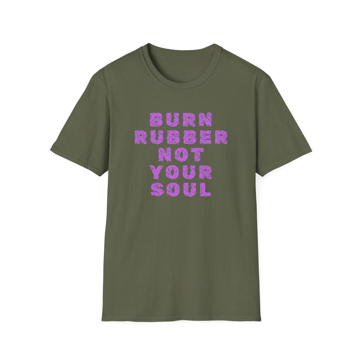 Motorbike T-shirt with 'Burn Rubber, Not your Soul' (3)