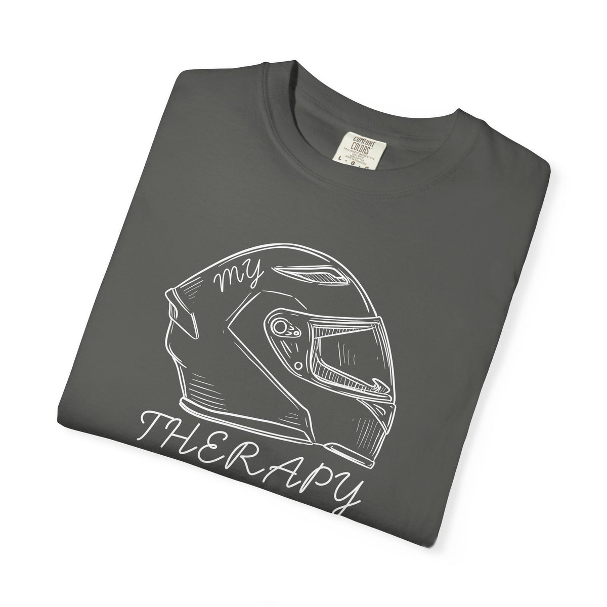 Non UK Sales Motorbike t-shirt  (My therapy)  Helmet W/B