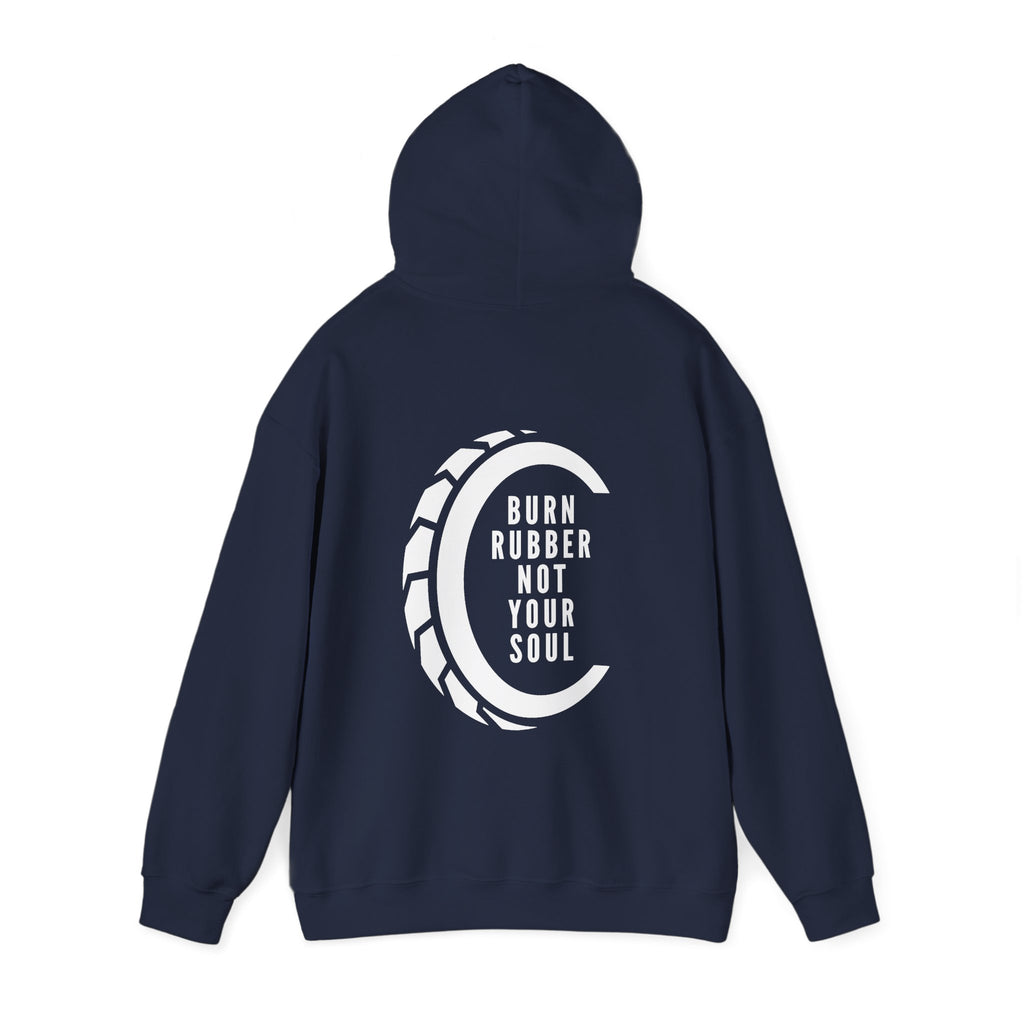 Unisex Heavy Blend™ Hooded Sweatshirt (Burn Rubber, Not Your Soul 2) Back