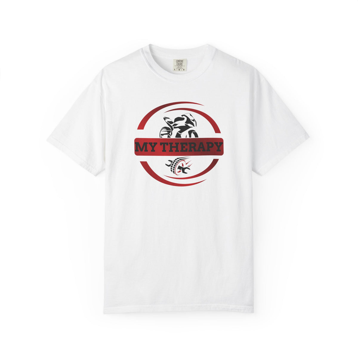 Non UK Sales Motorbike t-shirt  (My therapy) Swirl R/W