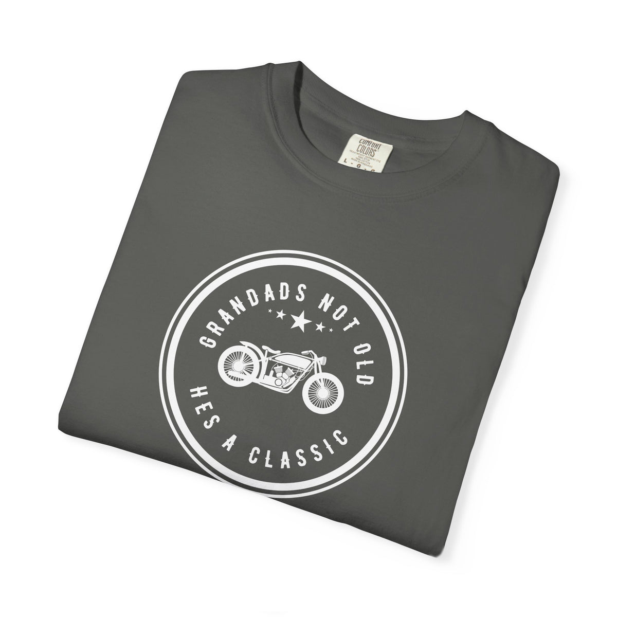 Non UK Sales Motorbike t-shirt  (Grandads not old, Hes a classic) W/B