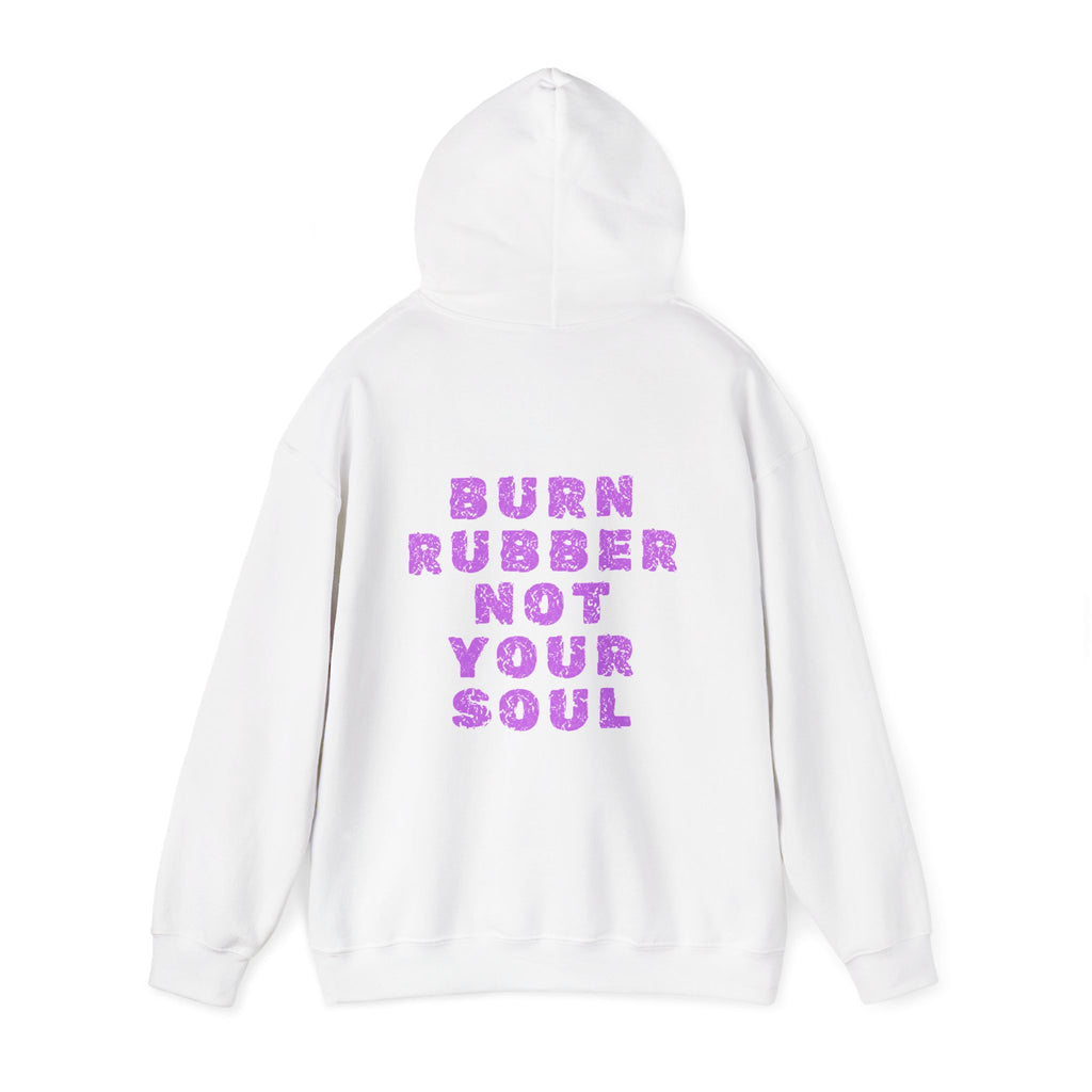 Unisex Heavy Blend™ Hooded Sweatshirt (Burn Rubber, Not Your Soul) Back