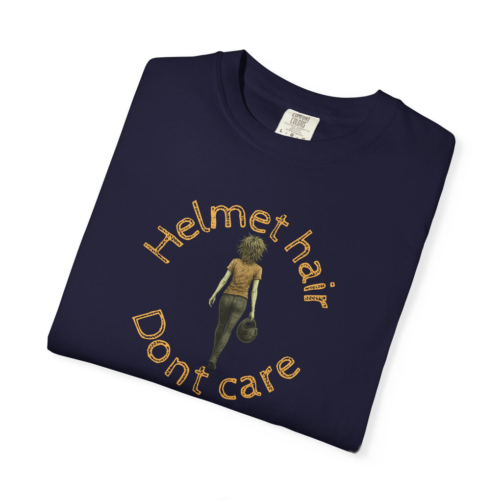 Non UK Sales Motorbike t-shirt  (Helmet hair, Dont care) Y/B
