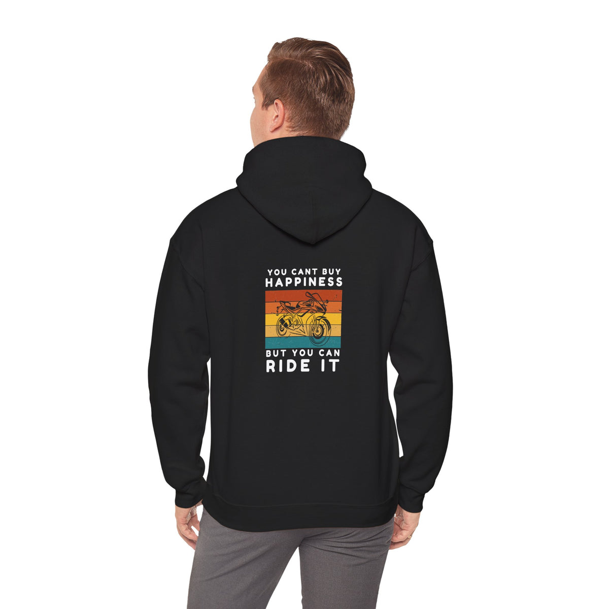 Non UK Sales Hooded Sweatshirt (You cant buy happiness, But you can ride it) W/B