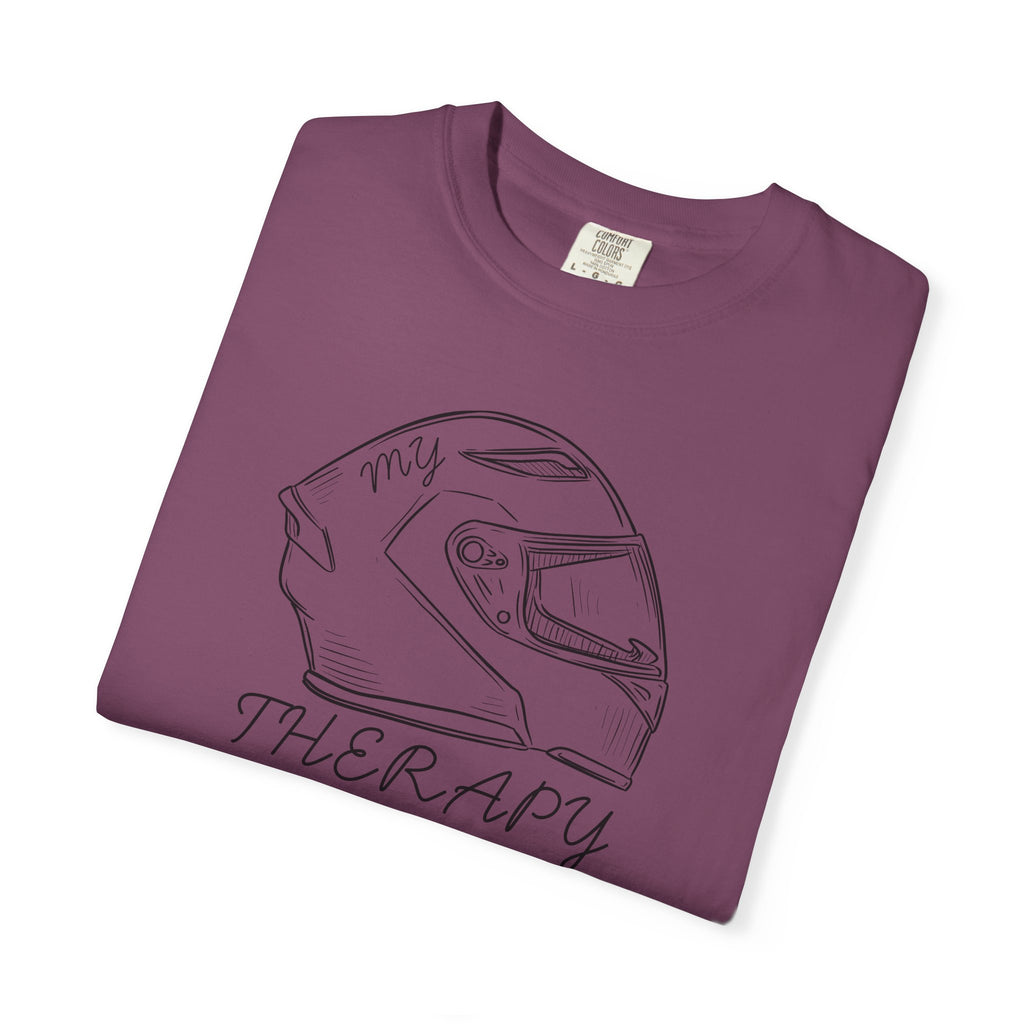 Non UK Sales Motorbike t-shirt  (My therapy)  Helmet B/W
