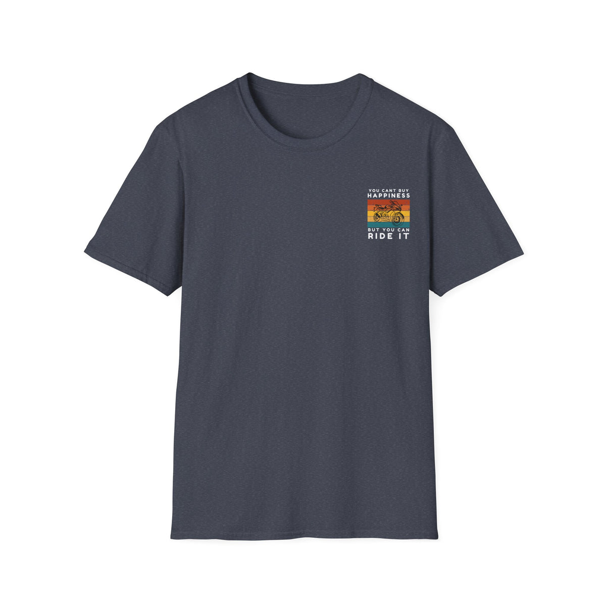 Motorbike T-shirt with You Cant Buy Happiness, But You Can Ride It' (2) (Small Logo)