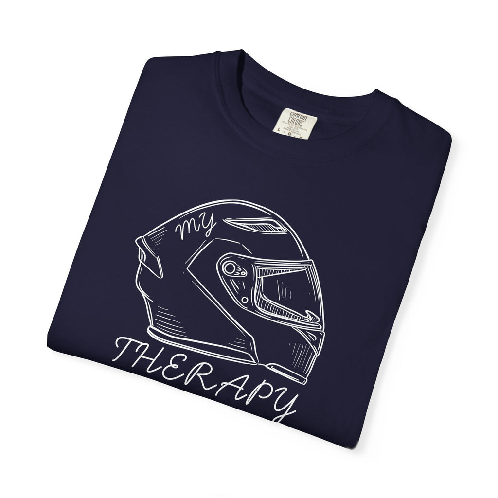 Non UK Sales Motorbike t-shirt  (My therapy)  Helmet W/B