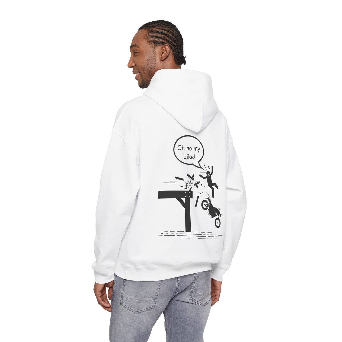 Unisex Heavy Blend™ Hooded Sweatshirt (Oh No My Bike) 4 Back