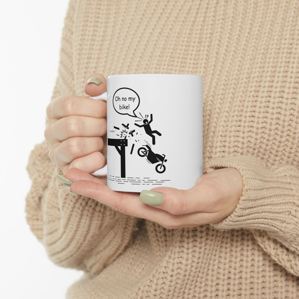 Non UK Sales  11oz And 15oz White Mug With (Oh no my bike) 1